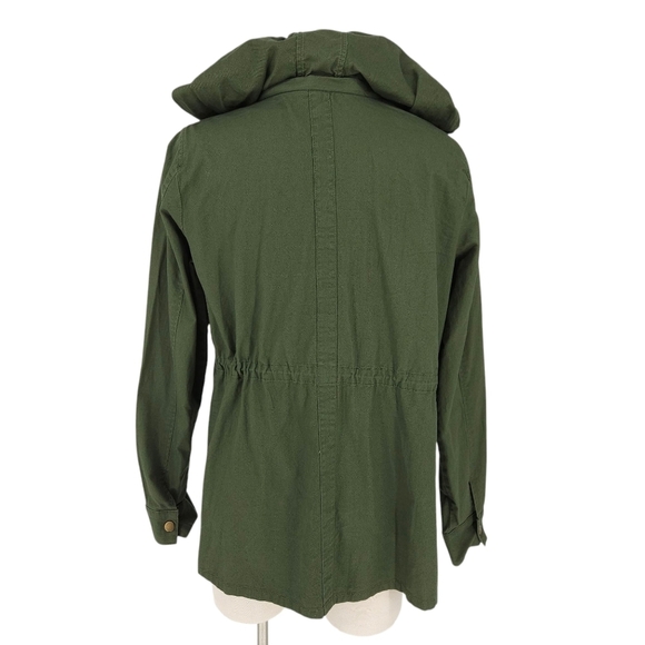 Market & Spruce Utility Cargo Jacket Olive Green Long Sleeve Button Zip Large - Picture 4 of 7